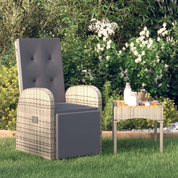 vidaXL havelænestol med hynde polyrattan grå