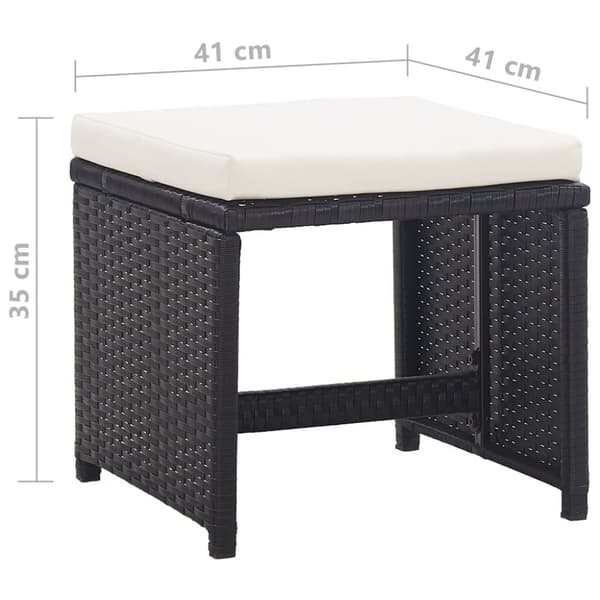 vidaXL havetaburetter 2 stk. med hynder polyrattan sort