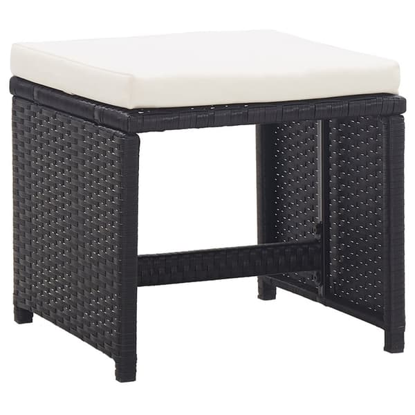 vidaXL havetaburetter 2 stk. med hynder polyrattan sort