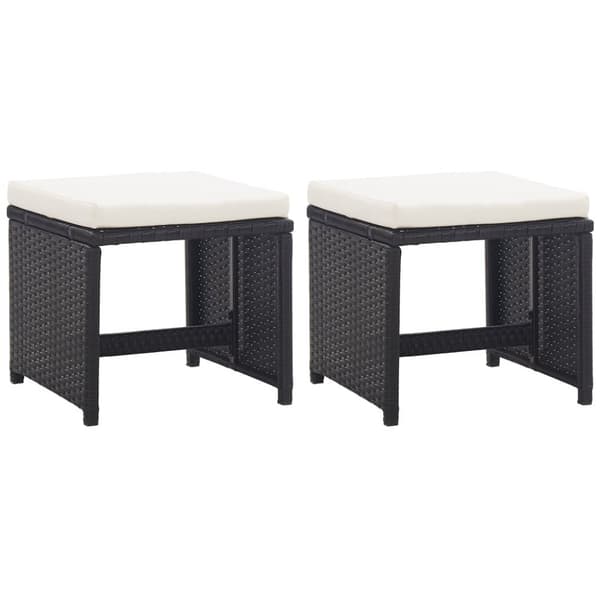 vidaXL havetaburetter 2 stk. med hynder polyrattan sort