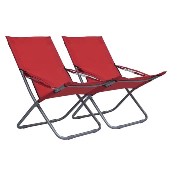 vidaXL foldbare strandstole 2 stk. stof rød