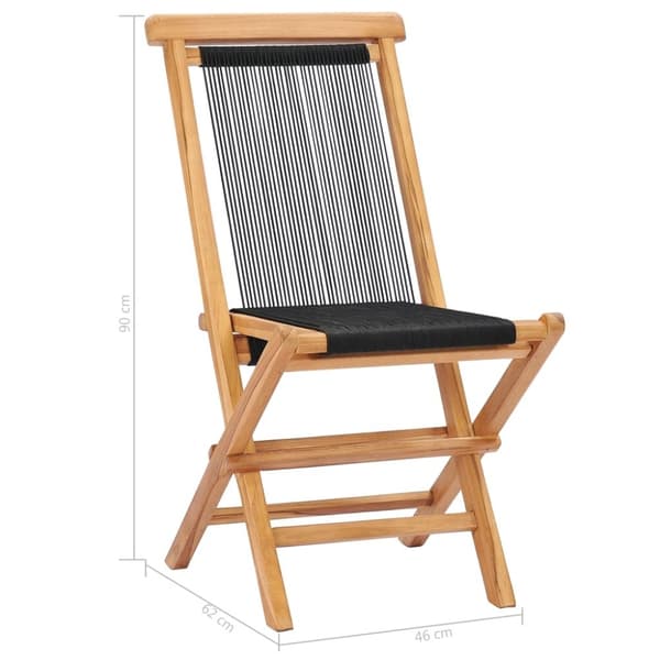 vidaXL foldbare havestole 2 stk. massivt teaktræ og reb