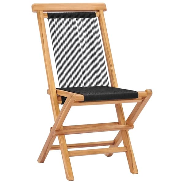 vidaXL foldbare havestole 2 stk. massivt teaktræ og reb