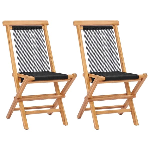 vidaXL foldbare havestole 2 stk. massivt teaktræ og reb