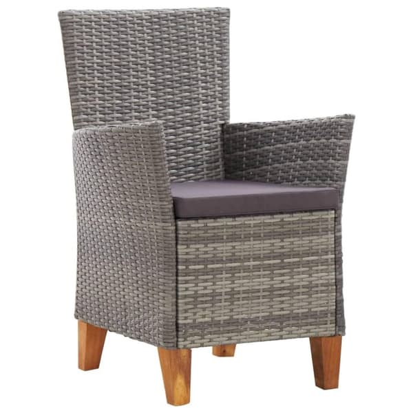 vidaXL havestole 2 stk. med hynder polyrattan grå