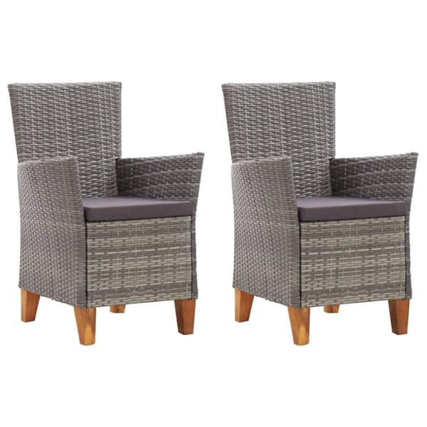 vidaXL havestole 2 stk. med hynder polyrattan grå
