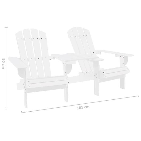vidaXL Adirondack-havestole med bord massivt grantræ hvid