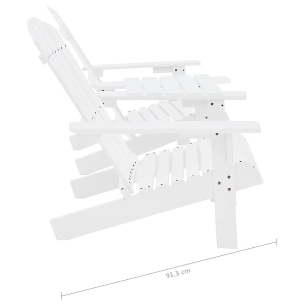 vidaXL Adirondack-havestole med bord massivt grantræ hvid