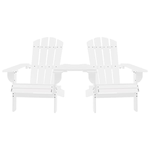 vidaXL Adirondack-havestole med bord massivt grantræ hvid