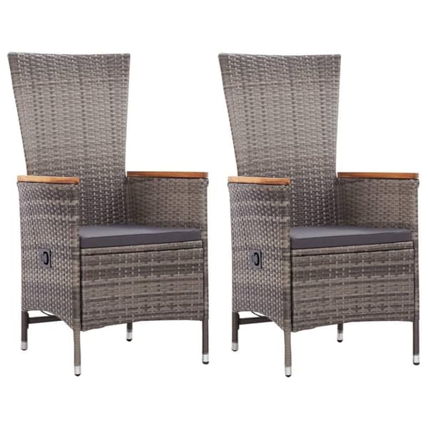 vidaXL havestole 2 stk. med hynder polyrattan grå