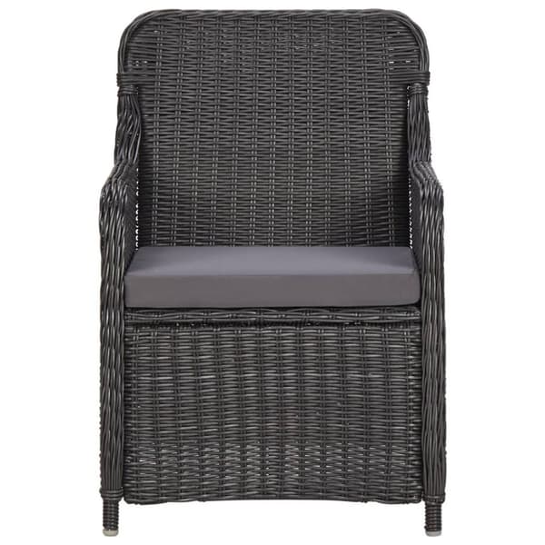 vidaXL Caféset med dynor 3 delar konstrotting svart