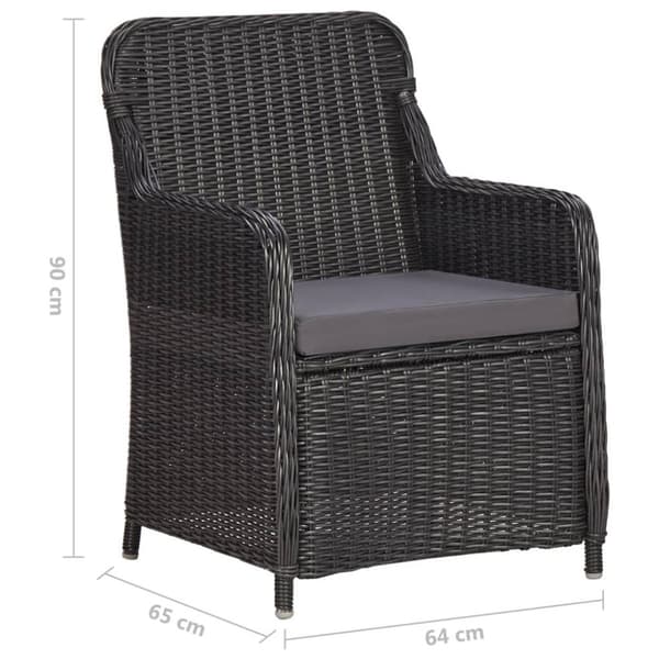 vidaXL Caféset med dynor 3 delar konstrotting svart