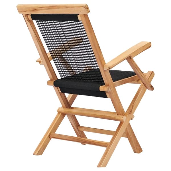 vidaXL foldbare havestole 2 stk. massivt teaktræ og reb