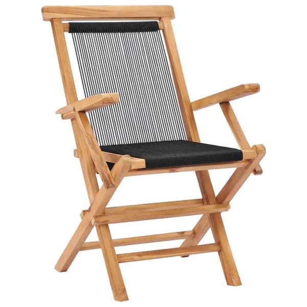 vidaXL foldbare havestole 2 stk. massivt teaktræ og reb