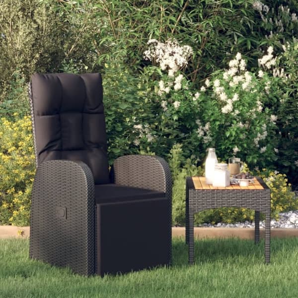 vidaXL havelænestol med hynde polyrattan sort