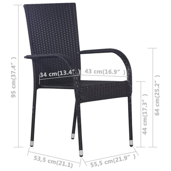 vidaXL havestole 4 stk. stabelbare polyrattan sort