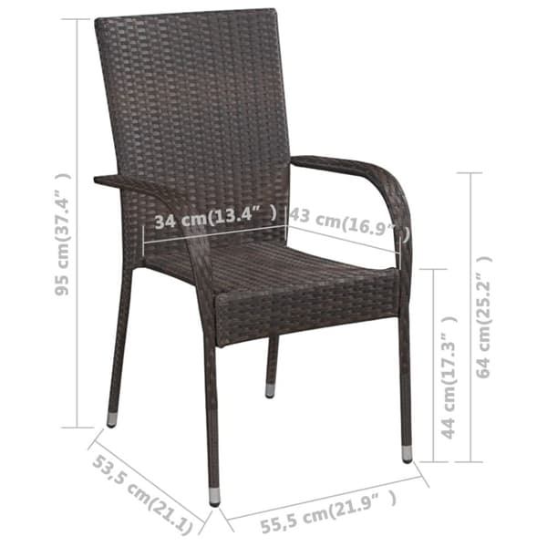 vidaXL stabelbare havestole 6 stk. polyrattan brun
