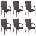 Miniatyrbillede 1 af 5: vidaXL stabelbare havestole 6 stk. polyrattan brun