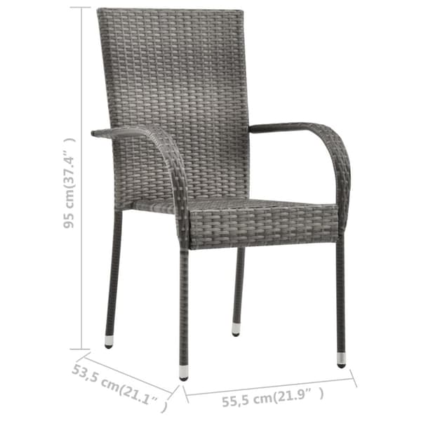 vidaXL havestole 6 stk. stabelbare polyrattan grå