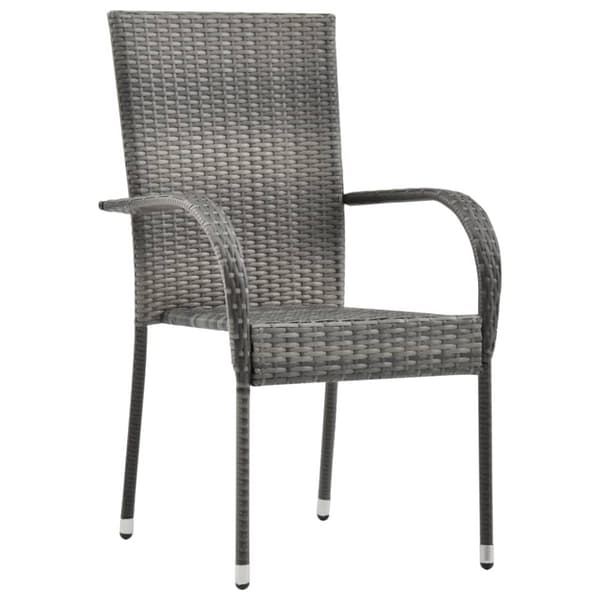 vidaXL havestole 6 stk. stabelbare polyrattan grå