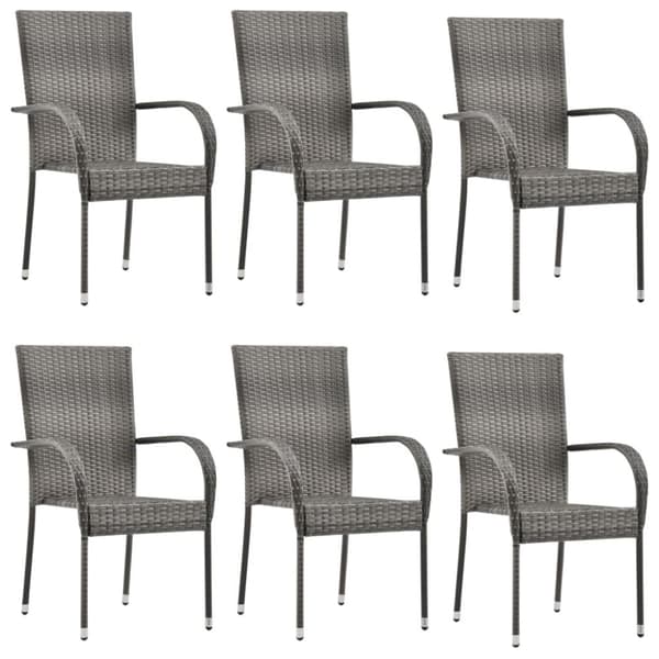 vidaXL havestole 6 stk. stabelbare polyrattan grå