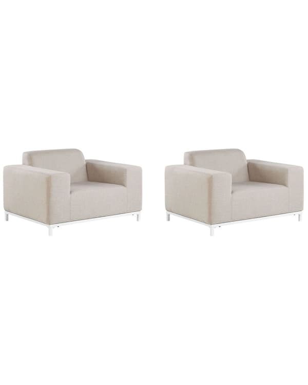 Nojatuolisetti beige polyesteriä 105 x 67 x 84 cm metallijalat ulkokäyttöön 2 kpl moderni tyyli
