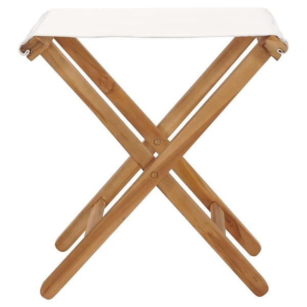 vidaXL Klappstoler 2 stk heltre teak og stoff kremhvit