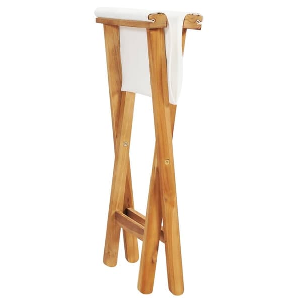 vidaXL Klappstoler 2 stk heltre teak og stoff kremhvit