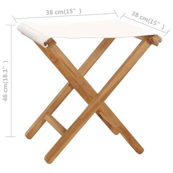 vidaXL Klappstoler 2 stk heltre teak og stoff kremhvit