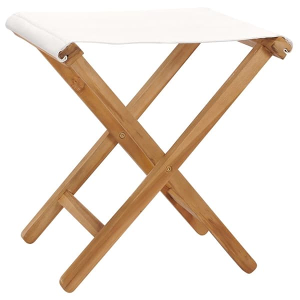 vidaXL Klappstoler 2 stk heltre teak og stoff kremhvit