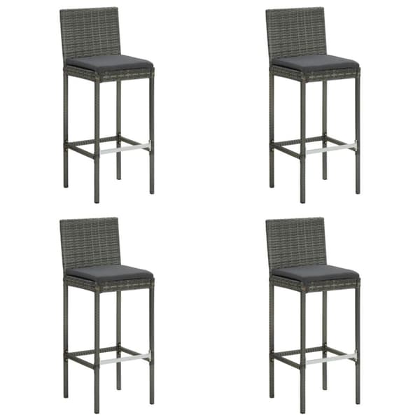 vidaXL barstole til haven med hynder 4 stk. polyrattan grå