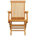 Miniatyrbild 3 av 10: vidaXL Trädgårdsstolar med gräddvita dynor 4 st massiv teak