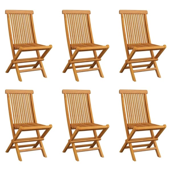 vidaXL Hopfällbara trädgårdsstolar 6 st massiv teak