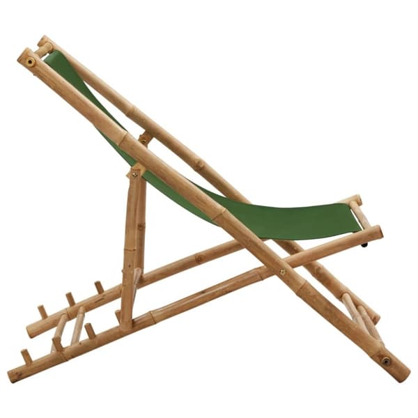 vidaXL Solstol bambu och kanvas grön