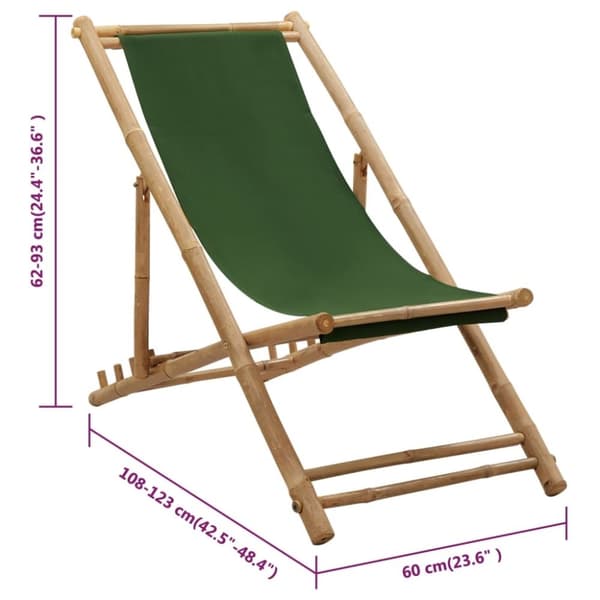 vidaXL Solstol bambu och kanvas grön