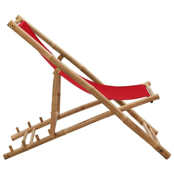 vidaXL Solstol bambu och kanvas röd