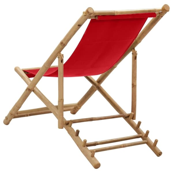 vidaXL Solstol bambu och kanvas röd