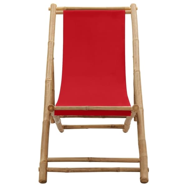 vidaXL Solstol bambu och kanvas röd