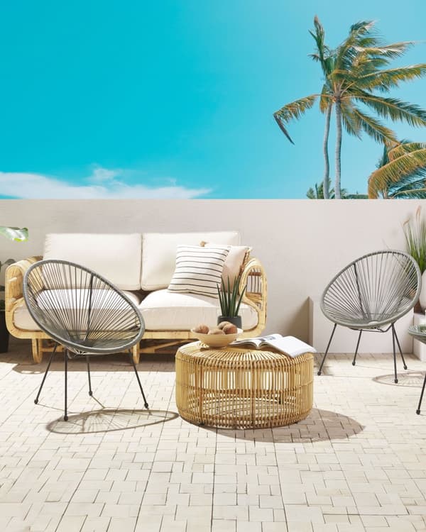 Havestole Mørkegrå Rattan med Sort Pulverlakerede Stålben sæt 70 x 90 cm Udendørs Altan Stabelbar med Dupper Retro Rundt Flet Moderne Design
