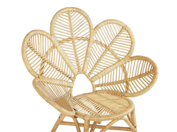 Fåtölj Beige Rotting Bomull Dyna Trägård Uteplats Inomhus Boho