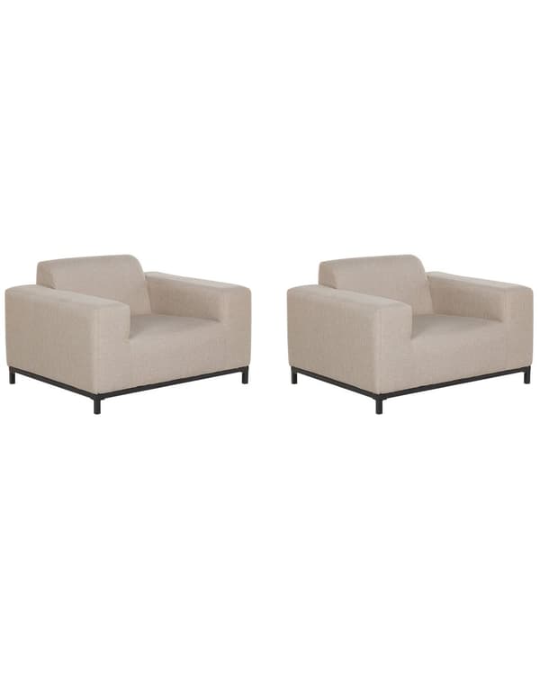 Nojatuolisetti beige polyesteriä 105 x 67 x 84 cm metallijalat ulkokäyttöön 2 kpl moderni tyyli