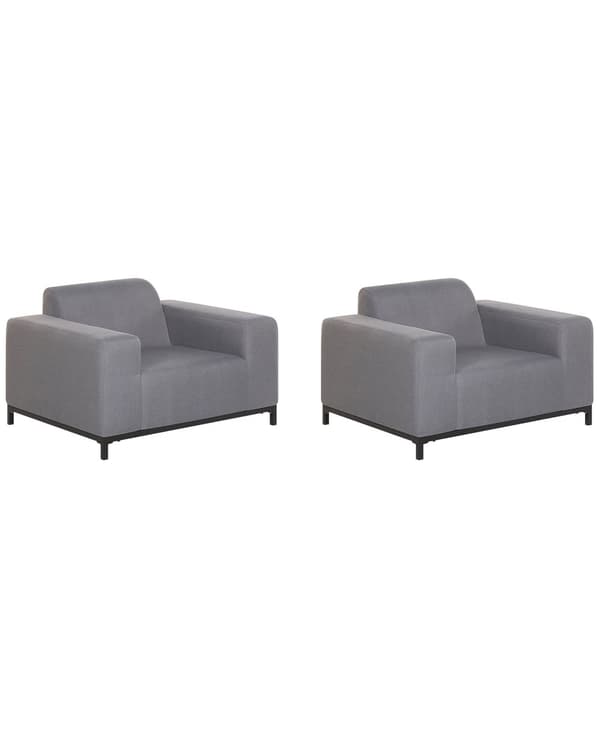 Nojatuolisetti harmaa polyesteriä 105 x 67 x 84 cm metallijalat ulkokäyttöön 2 kpl moderni tyyli
