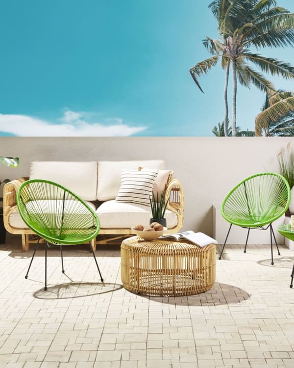 Set av 2 Trädgårdstolar Grön PE Rotting Papasan Modern
