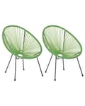 Miniatyrbild 1 av 10: Set av 2 Trädgårdstolar Grön PE Rotting Papasan Modern