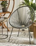Miniatyrbild 4 av 9: Trädgårdsstol Mörkgrå PE Rotting Papasan Modern