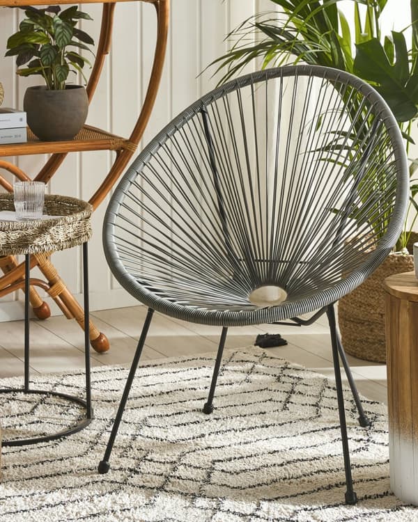 Trädgårdsstol Mörkgrå PE Rotting Papasan Modern