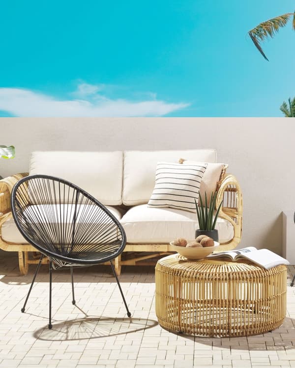 Trädgårdsstol Svart PE Rotting Papasan Modern