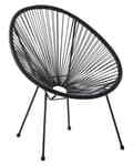 Miniatyrbild 1 av 9: Trädgårdsstol Svart PE Rotting Papasan Modern