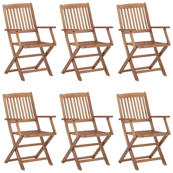 vidaXL foldbare havestole 6 stk. med hynder massivt akacietræ