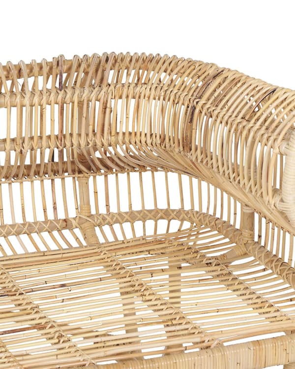 Nojatuoli luonnollinen/beige rottinki ulos puuvilla pehmusteet boho tyyli